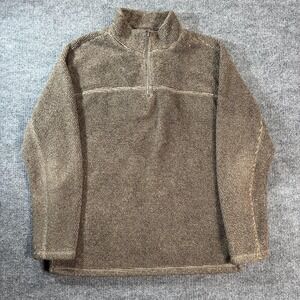 True Grit Sweater Mens Medium Brown Fleece 1/4 Zip Mock Neck Pullover Casual